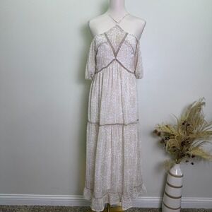 DISNEY Beauty and the Beast Metallic Damask Cold-Shoulder Maxi Dress Size M